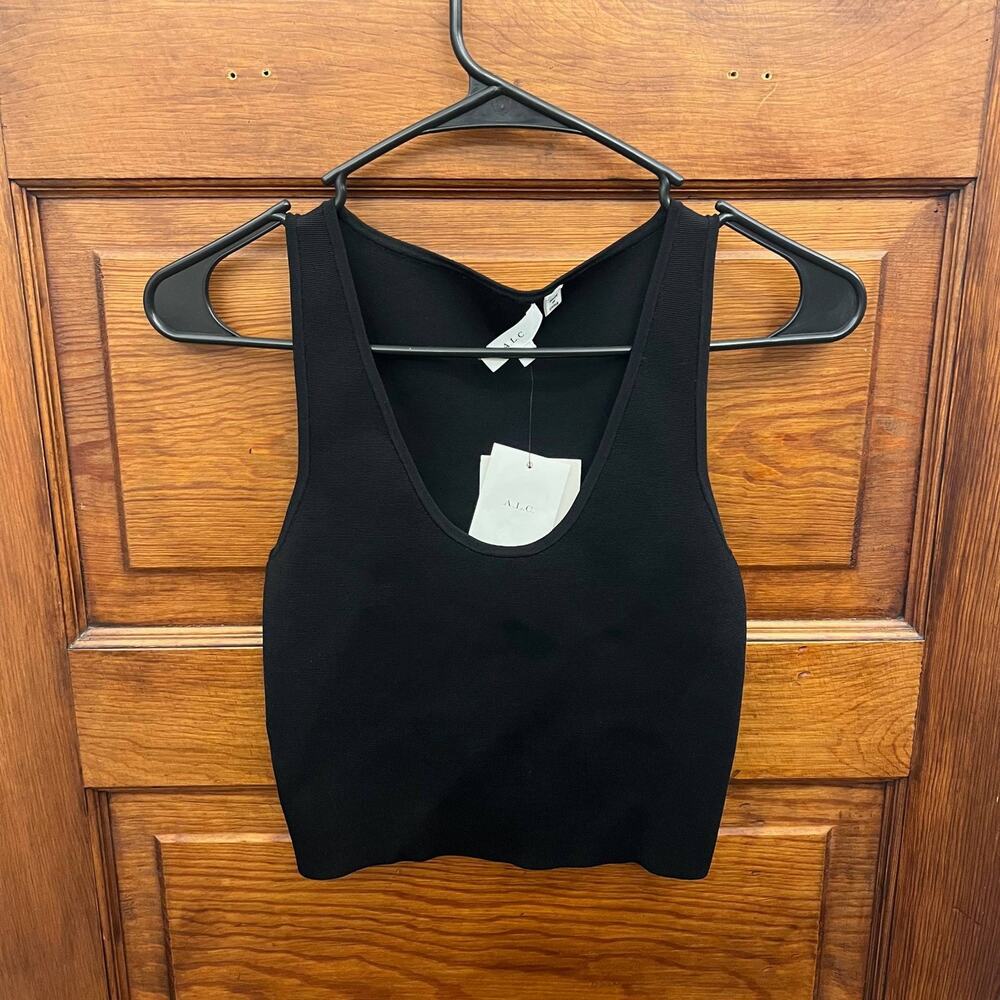 A.L.C. Cleo Compact Knit Top Black sz XS New With Tags NWT Sleeveless Tank $220